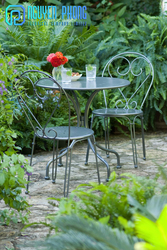 Outdoor wrought iron bistro set table & chairs