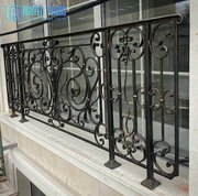 Custom ornamental hand-forged iron balcony railings