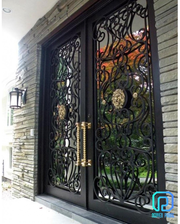  Custom wrought iron double doors with glass